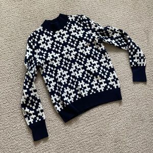 Equipment Mock Neck Navy Wool Sweater